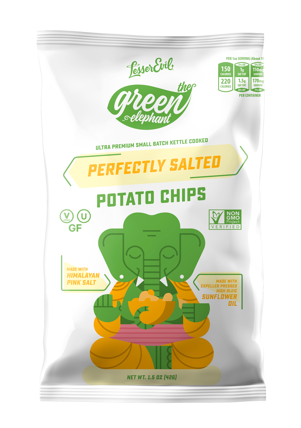 Lesser Evil - GREEN ELEPHANT Perfectly Salted Chips (24/28gm)